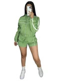 Long Sleeve Zipper Coat Two Piece Shorts Set GXZY-xy4055