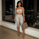 Snake Print Wrap Chest Top Two Piece Shorts Set GSZM-C26ST112