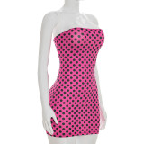 Polka Dots Print Tube Top Mini Dress GSZM-D26DS072