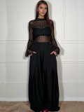 Solid Color High Waist Wide Leg Pants QODY-6074