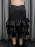 Plus Size Ruffles Solid Color Cake Skirts GKEN-ASK051046