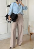 Solid Color Irregular Straight Pants QODY-6076