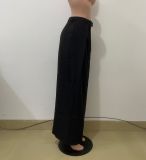 Solid Color High Waist Wide Leg Pants QODY-6074