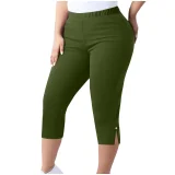 Plus Size Solid Color Split Seventh Pants GYZY-66811