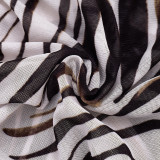 Zebra-print Mesh Top Two Piece Shorts Set GSZM-J26ST109