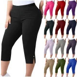 Plus Size Solid Color Split Seventh Pants GYZY-66811