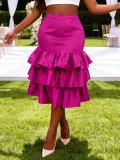 Plus Size Ruffles Solid Color Cake Skirts GKEN-ASK051046