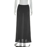 Polka-dot Print Chiffon Straight Midi Skirt GSZM-D26SK076