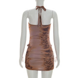 Print Halterneck Slim Mini Dress GSZM-D26DS084