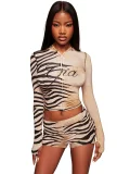Letter Print Long Sleeve Hooded Two Piece Shorts Set GXZY-XY26011