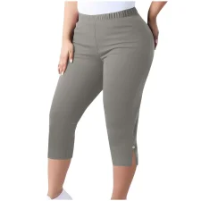 Plus Size Solid Color Split Seventh Pants GYZY-66811