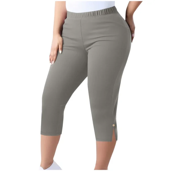 Plus Size Solid Color Split Seventh Pants GYZY-66811