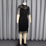 Plus Size Mesh Tassel Evening Dress GKEN-ADR051215