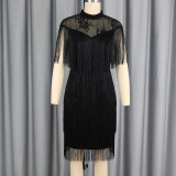 Plus Size Mesh Tassel Evening Dress GKEN-ADR051215
