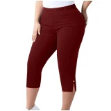 Plus Size Solid Color Split Seventh Pants GYZY-66811