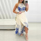 Print Halterneck Backless Long Skirt 2 Piece Set SHD-9967