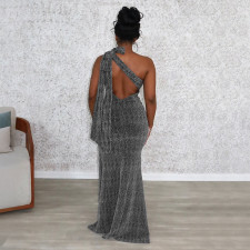 Single Shoulder Sleeveless High Split Maxi Dress CYA-902227