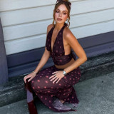 Polka Dots Print Backless Maxi Dress GYME-K25S89789