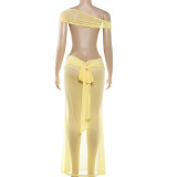 Sexy See Through Mesh Backless Maxi Dress GYME-K6D01333A