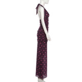 Polka Dots Print Backless Maxi Dress GYME-K25S89789