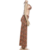 Hollow Out Bead Chain Print Two Piece Skirts Set GYME-K6D03739A