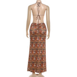 Hollow Out Bead Chain Print Two Piece Skirts Set GYME-K6D03739A