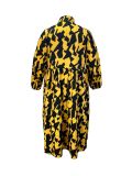 Plus Size Print Long Sleeve Maxi Dress GAWE-6552