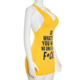 Letter Print Sleeveless Vest Dress GDSF-D26DS002