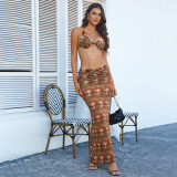 Hollow Out Bead Chain Print Two Piece Skirts Set GYME-K6D03739A