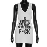 Letter Print Sleeveless Vest Dress GDSF-D26DS002