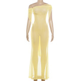 Sexy See Through Mesh Backless Maxi Dress GYME-K6D01333A