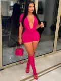 Deep V Neck Solid Color Romper SFY-829