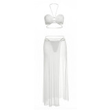 Sexy Tie Up Bikinis+Mesh Long Skirts 3 Piece Swimsuit GYME-K6S03225A