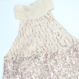 O Neck Off Shoulder Sequin Mini Dress CYA-902219