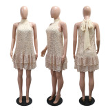 O Neck Off Shoulder Sequin Mini Dress CYA-902219