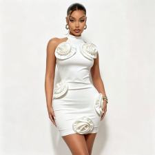 3D Rose Sleeveless Mini Dress GADE-9391