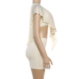 Solid Color V Neck Vest Two Piece Skirts Set GYME-K6S03498A