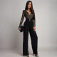 Long Sleeve V Neck Sequin Jumpsuit CYA-902224