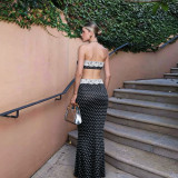 Lace-trimmed Tank Top And Polka-dot Skirt Set GYME-K6S02772A