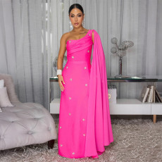 Sexy Sleeveless Single Shoulder Maxi Dress CYA-902277