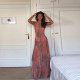 Print Sleeveless Bodysuit  Long Skirts 2 Piece Set SHD-9966