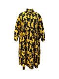 Plus Size Print Long Sleeve Maxi Dress GAWE-6552