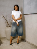 Plus Size Washed Wide Leg Seventh Jeans GYLN-0758