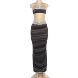 Lace-trimmed Tank Top And Polka-dot Skirt Set GYME-K6S02772A