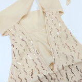 O Neck Off Shoulder Sequin Mini Dress CYA-902219