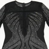 Mesh Patchwork Hot Drill Mini Dress CYA-902199