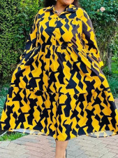Plus Size Print Long Sleeve Maxi Dress GAWE-6552