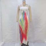 Tie Dye Print Backless Tube Top Dress GPBY-14489