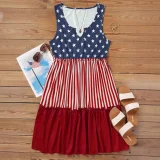 Print Sleeveless V Neck Midi Dress GYEF-CG045-1001
