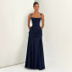 Square Neck Ruched Maxi Dress GYME-K6D03510A